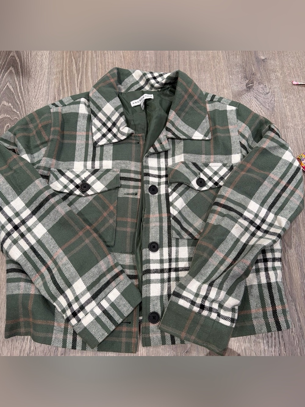 Green Plaid Utility Jacket - Women's Casual Button-Front Shacket
